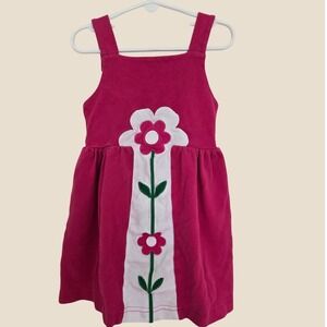 Florence Eiseman Girls Pink Pique Cotton Flower Applique Jumper Dress Size 4